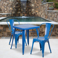 Flash Furniture CH-31330-2-30-BL-GG Metal Table Set in Blue